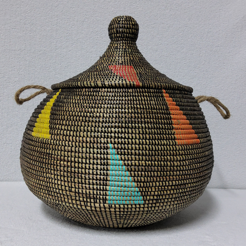 NDAL SIMPLE multicolore Panier « Ndal » – Panier Tissé à Couvercle Ø 30 cm • H 44 cm