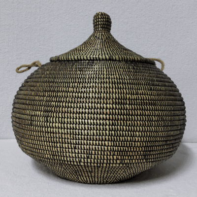 NDAL SIMPLE noir Panier « Ndal » – Panier Tissé à Couvercle Ø 30 cm • H 44 cm