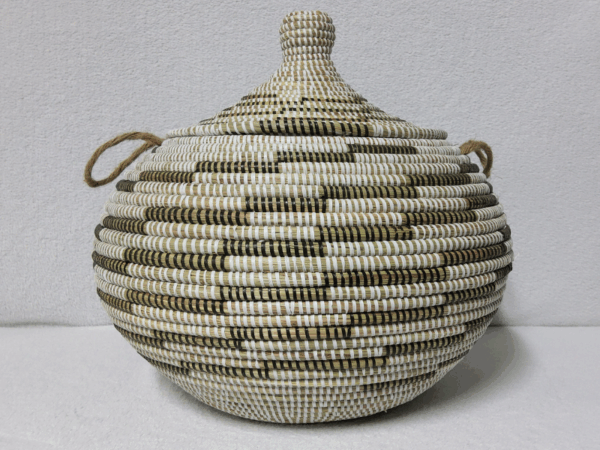 Panier « Ndal » – Panier Tissé à Couvercle Ø 30 cm • H 44 cm