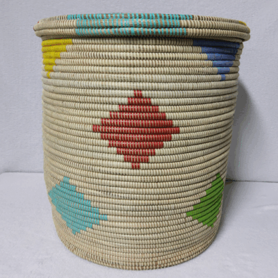 NDEUTE beige_multicolore Panier « Ndeute » – Grand Panier Cylindrique Ø 45 cm • H 51 cm