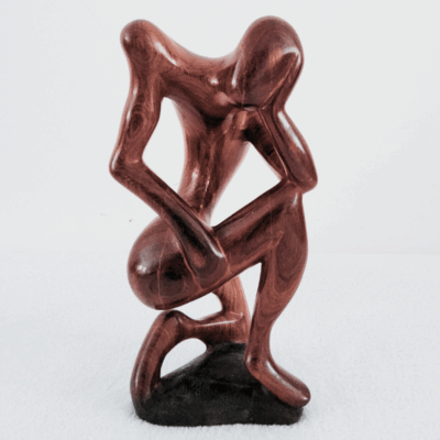 Penseur 28 Sculpture en Bois - « Le Penseur » – Silhouette Contemplative en Bois 28 cm (orientation gauche)