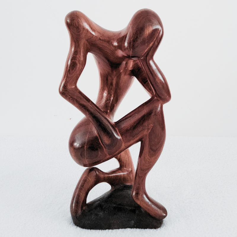 Penseur 28 Sculpture en Bois - « Le Penseur » – Silhouette Contemplative en Bois 28 cm (orientation gauche)