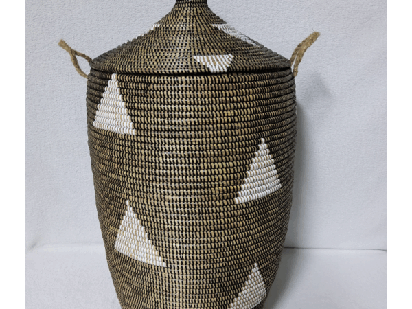 SORORE XL noir_blanc Panier à Linge & Rangement « Sorore » – Taille XL Ø 37 cm • H 77 cm (couvercle inclus)