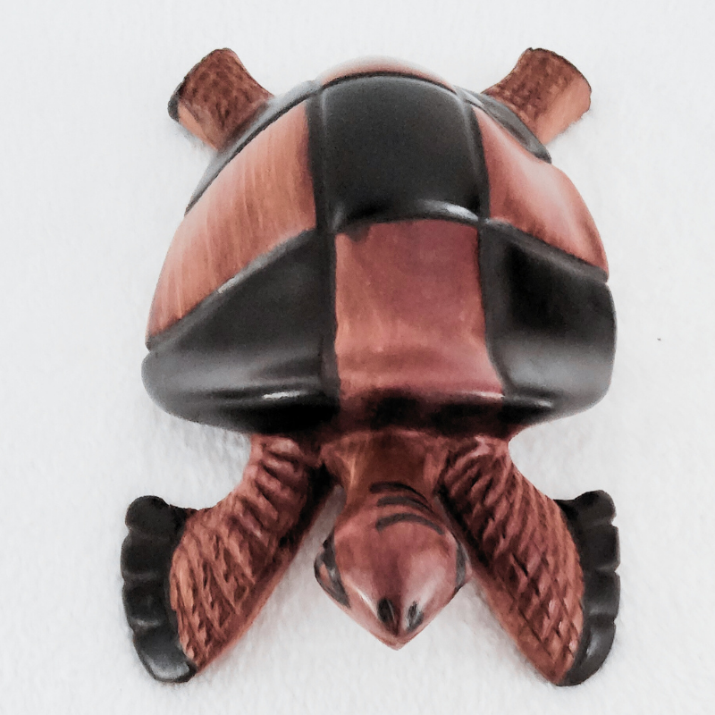 « Tortue Damier » 26 cm – Bois Brun Noir