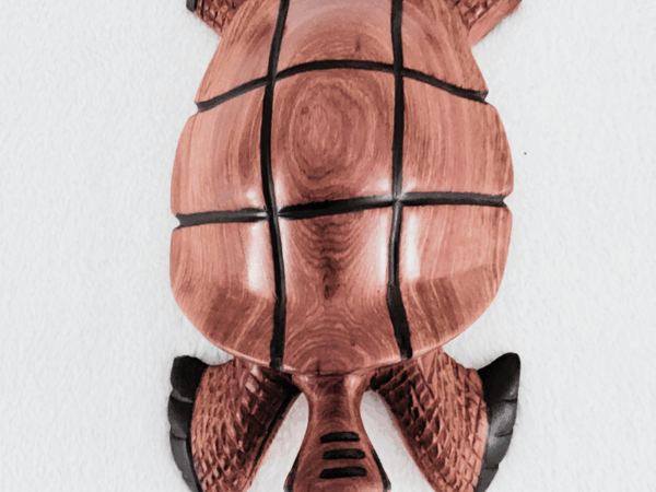 Tortue 28 « Tortue Bicolore » 28 cm – Bois Marbré Noir