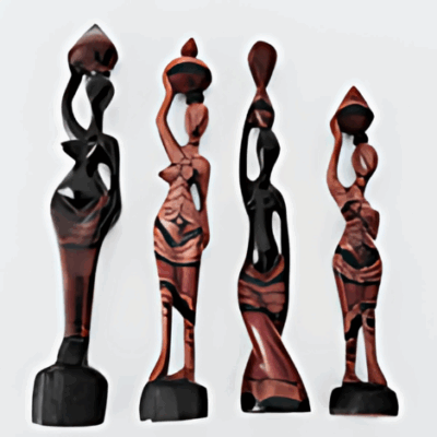 porteuse-deau-27-35-1 new Sculpture en Bois Marbré Brun-Rouge 27 à 35 cm - « Porteuse d’Eau »