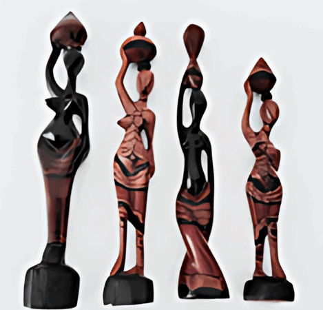 porteuse-deau-27-35-1 new Sculpture en Bois Marbré Brun-Rouge 27 à 35 cm - « Porteuse d’Eau »