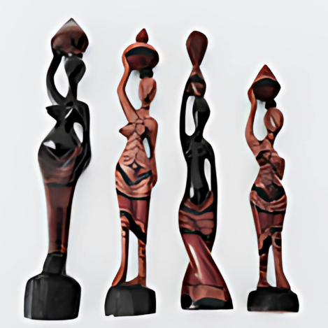 porteuse-deau-27-35-1 new Sculpture en Bois Marbré Brun-Rouge 27 à 35 cm - « Porteuse d’Eau »