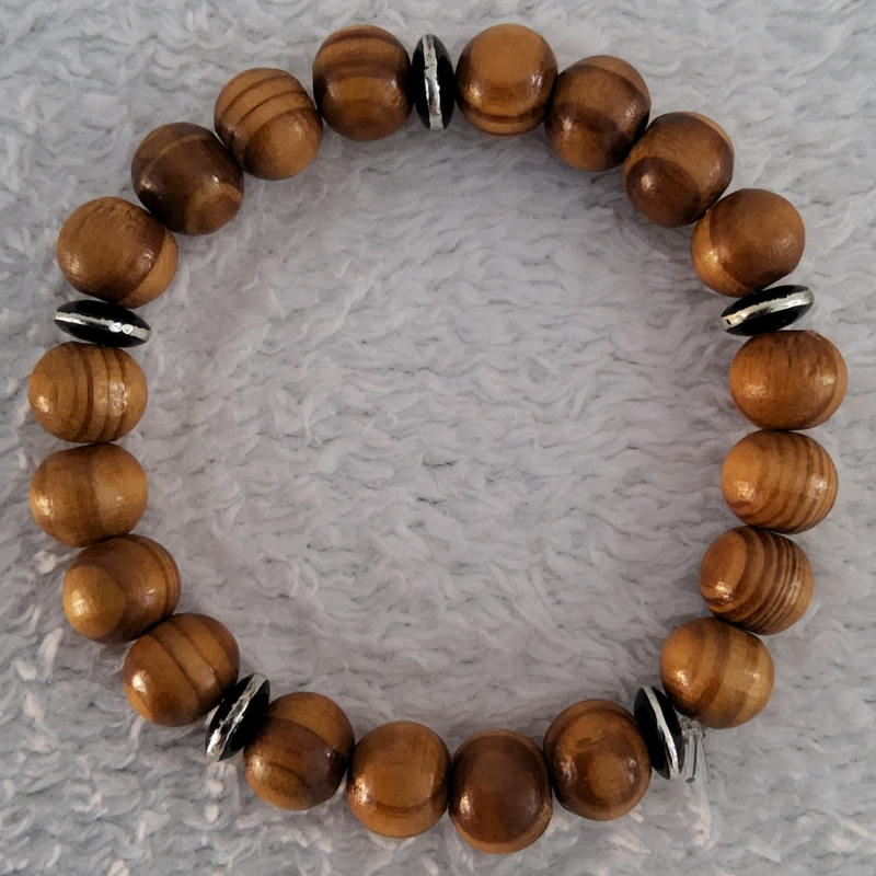 Bracelet en Bois Foncé – Perles Artisanales du Niger
