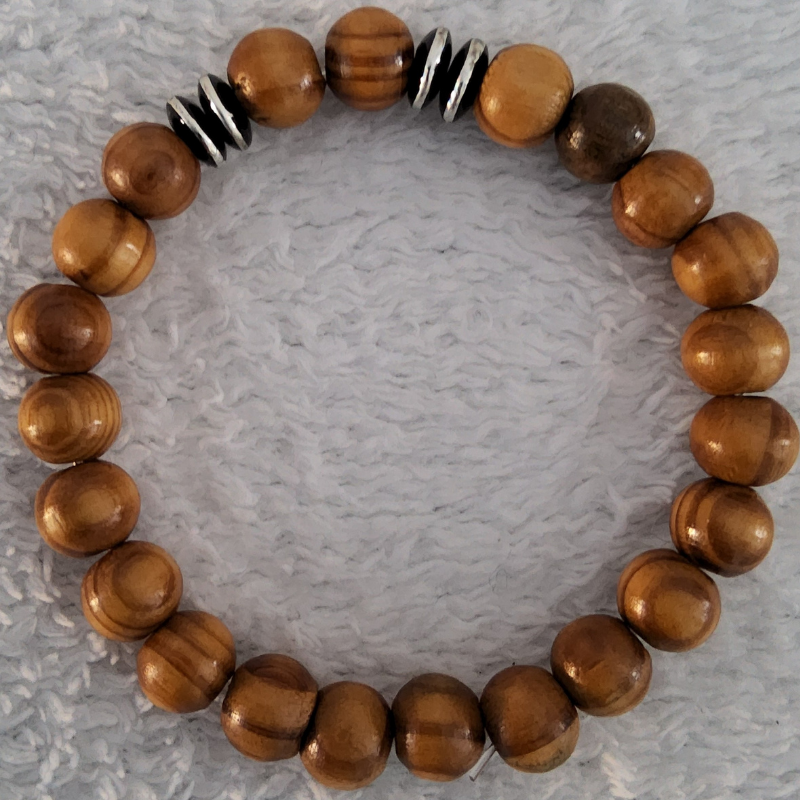 Bracelet en Bois Foncé – Perles Artisanales du Niger