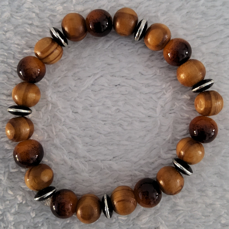 Bracelet en Bois Foncé – Perles Artisanales du Niger