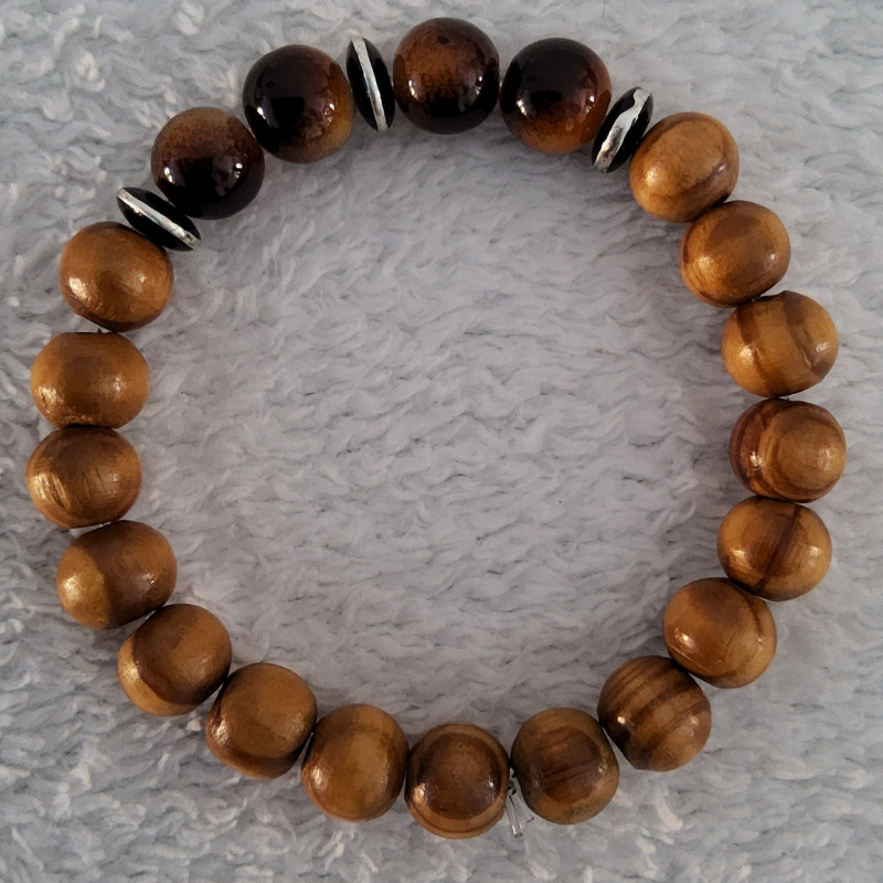 Bracelet en Bois Foncé – Perles Artisanales du Niger