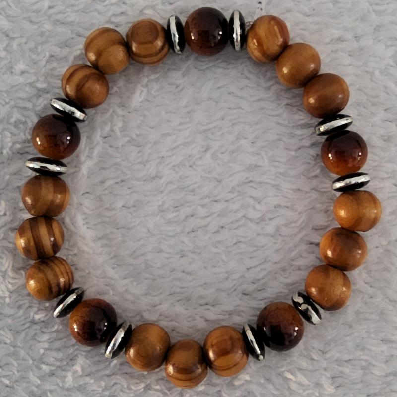 Bracelet en Bois Foncé – Perles Artisanales du Niger