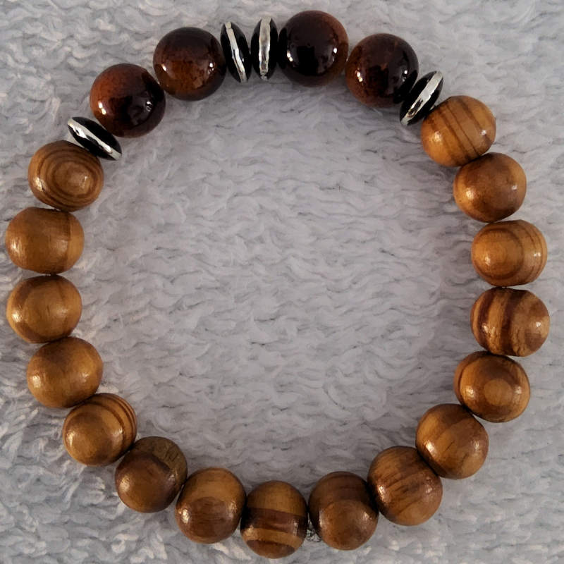 Bracelet en Bois Foncé – Perles Artisanales du Niger