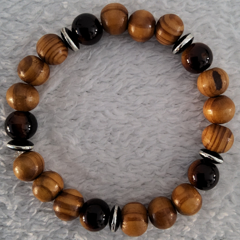 Bracelet en Bois Foncé – Perles Artisanales du Niger