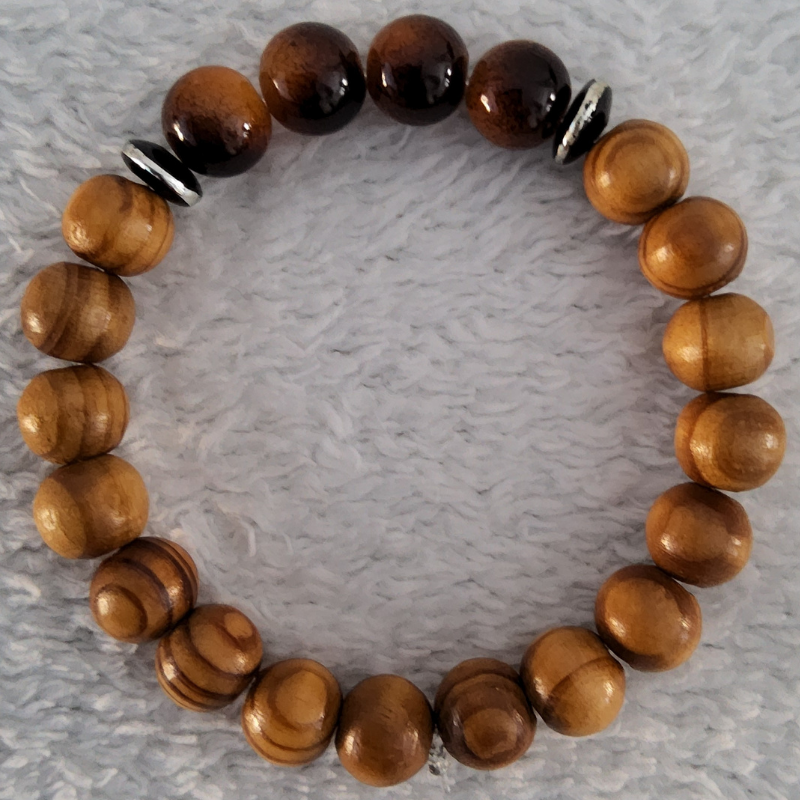 Bracelet en Bois Foncé – Perles Artisanales du Niger