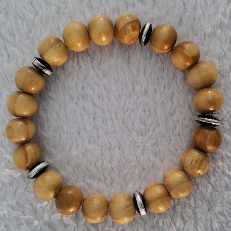 Bracelet en Bois Clair – Perles Artisanales du Niger