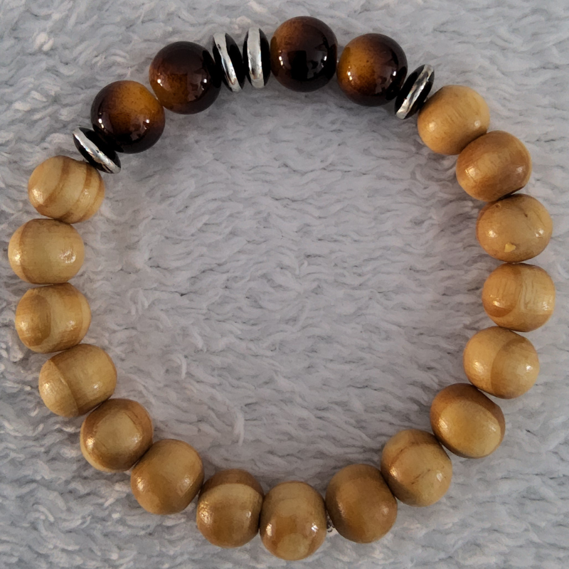 Bracelet en Bois Clair – Perles Artisanales du Niger