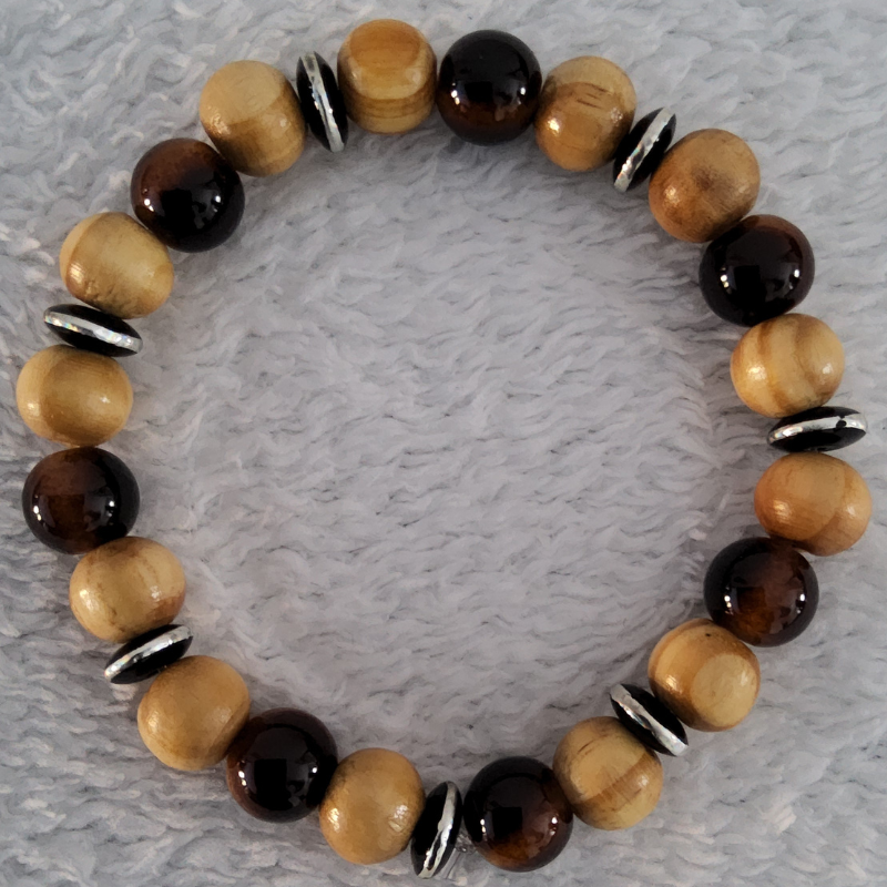 Bracelet en Bois Clair – Perles Artisanales du Niger