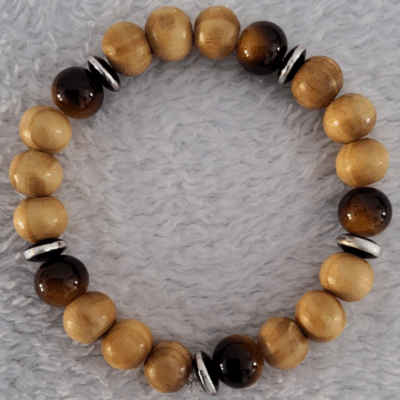 Bracelet en Bois Clair – Perles Artisanales du Niger