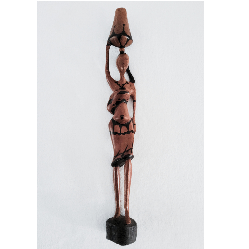 Sculpture en Bois 55 cm - « Porteuse de Lait »