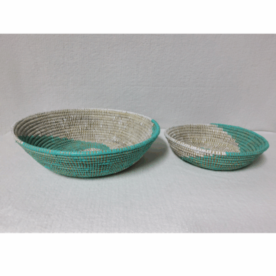 BOL Yin Yang blanc_turquoise Set de 2 Bols Tissés