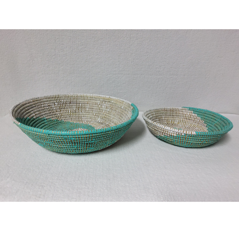 BOL Yin Yang blanc_turquoise Set de 2 Bols Tissés