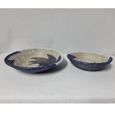 BOL Yin Yang tribal blanc_bleu Set de 2 Bols Tissés