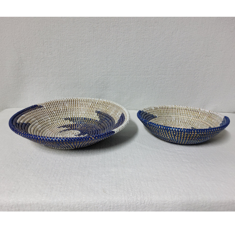BOL Yin Yang tribal blanc_bleu Set de 2 Bols Tissés