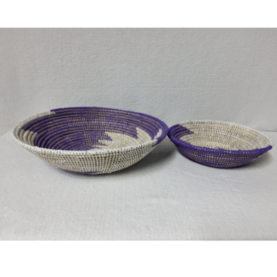 BOL Yin Yang tribal blanc_violet Set de 2 Bols Tissés