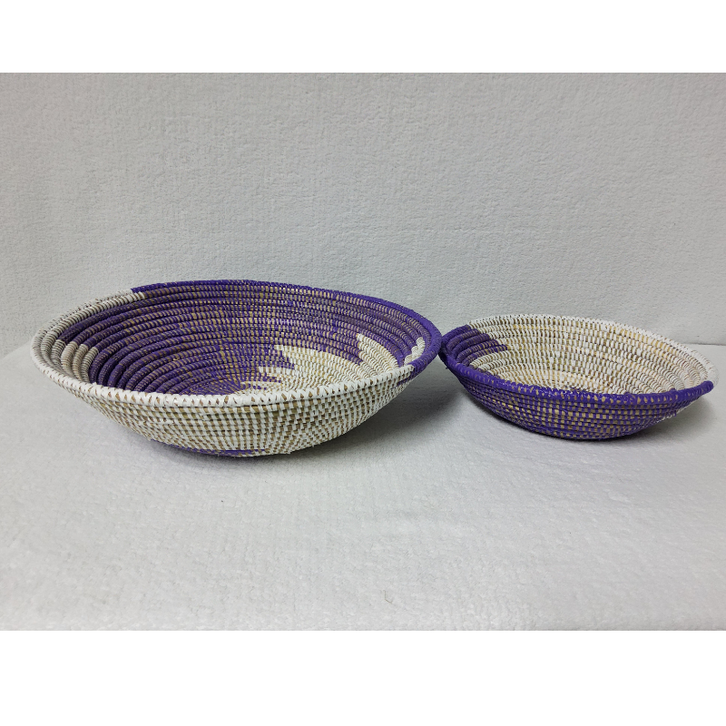 BOL Yin Yang tribal blanc_violet Set de 2 Bols Tissés