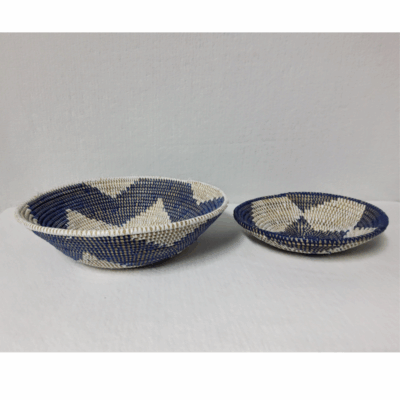 BOL blanc_bleu combiné Set de 2 Bols Tissés