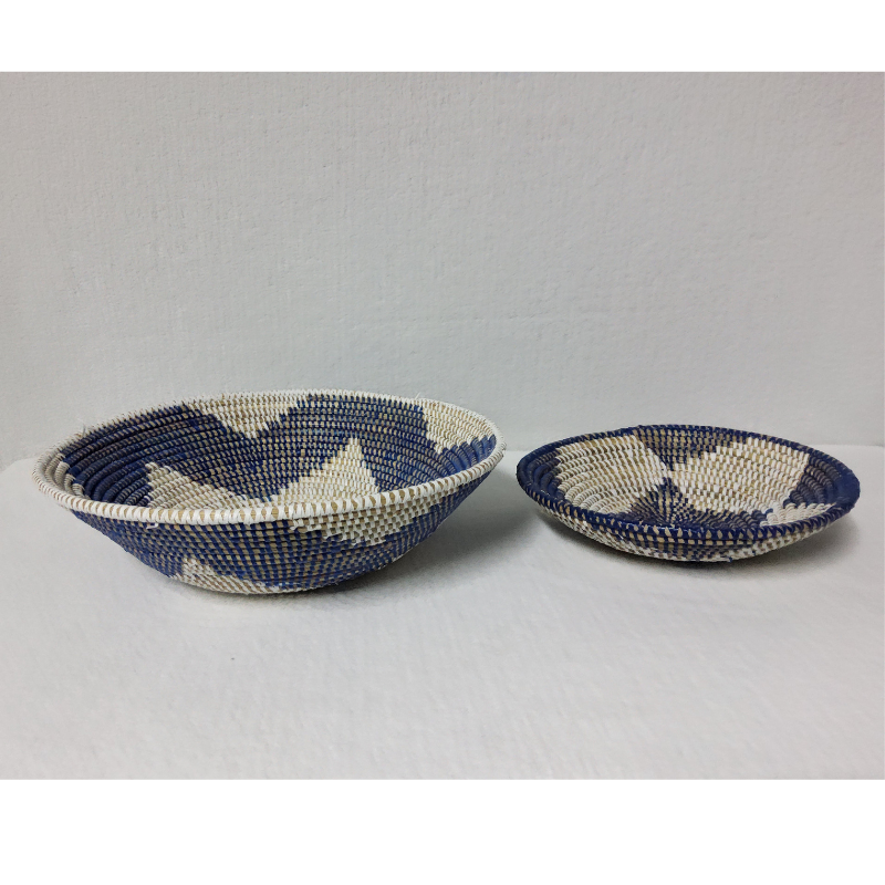 BOL blanc_bleu combiné Set de 2 Bols Tissés