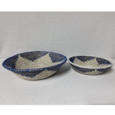 BOL blanc_bleu hexagone Set de 2 Bols Tissés