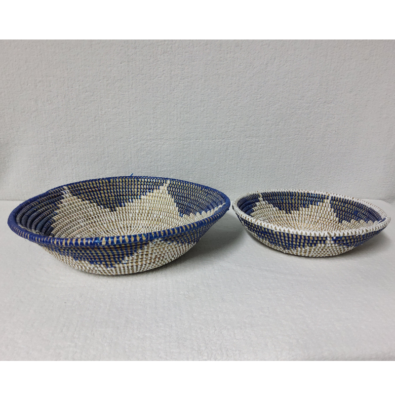 BOL blanc_bleu hexagone Set de 2 Bols Tissés