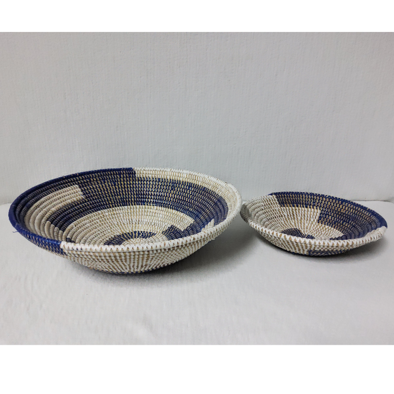 BOL blanc_bleu Set de 2 Bols Tissés