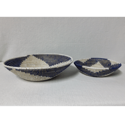 BOL blanc_bleu2 Set de 2 Bols Tissés