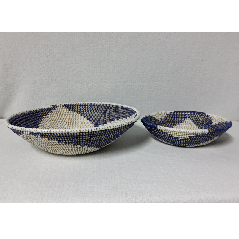 BOL blanc_bleu2 Set de 2 Bols Tissés