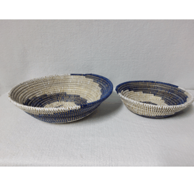 BOL blanc_spirale bleue Set de 2 Bols Tissés