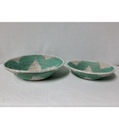 BOL blanc_turquoise Set de 2 Bols Tissés