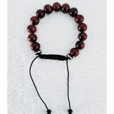 Bordeaux motif argenté Bracelet de Perles Naturelles Polies