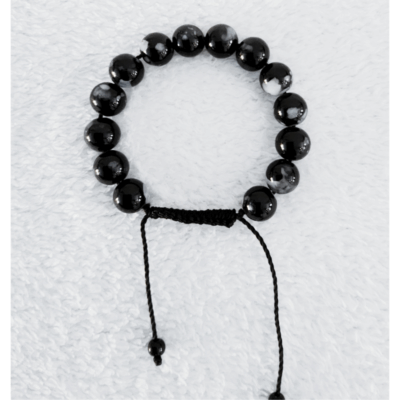 Bracelet en perle noir et blanc Bracelet de Perles Naturelles Polies