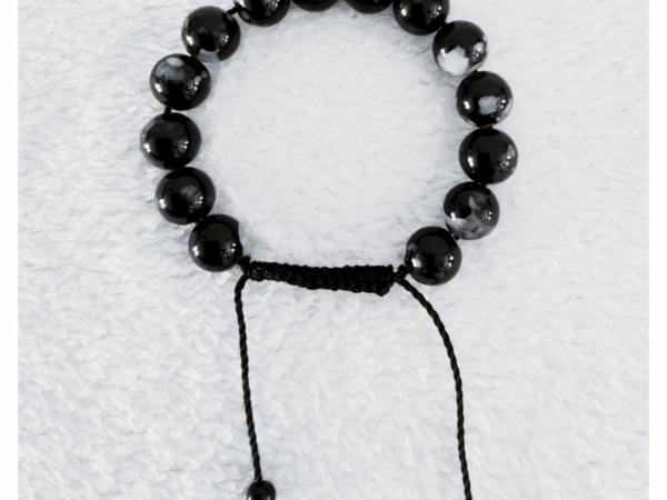 Bracelet en perle noir et blanc Bracelet de Perles Naturelles Polies