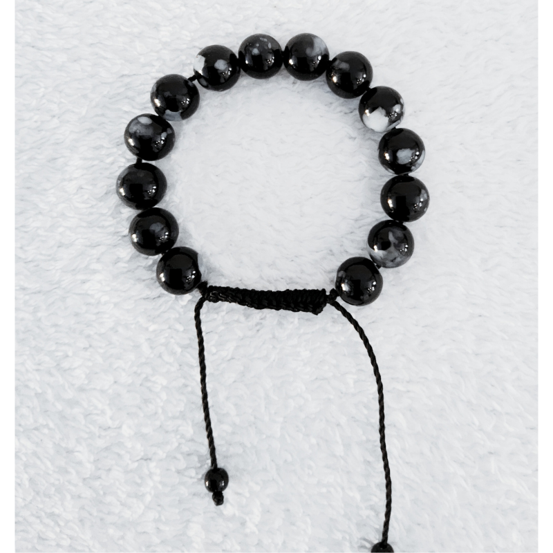 Bracelet en perle noir et blanc Bracelet de Perles Naturelles Polies