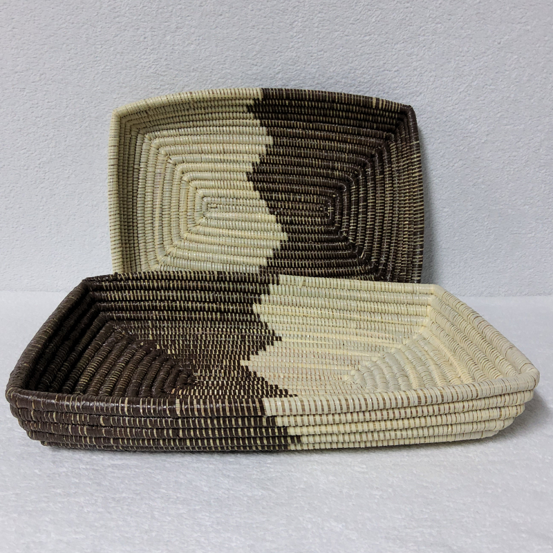 CORBEILLE DE FRUITS beige_marron demi demi Set de 2 Corbeilles à Fruits Tressées