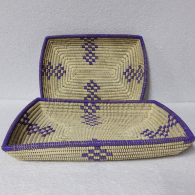 CORBEILLE DE FRUITS beige_violet Set de 2 Corbeilles à Fruits Tressées