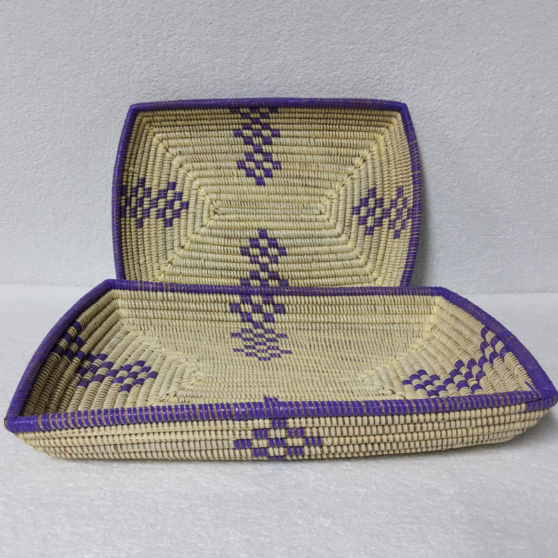 CORBEILLE DE FRUITS beige_violet Set de 2 Corbeilles à Fruits Tressées