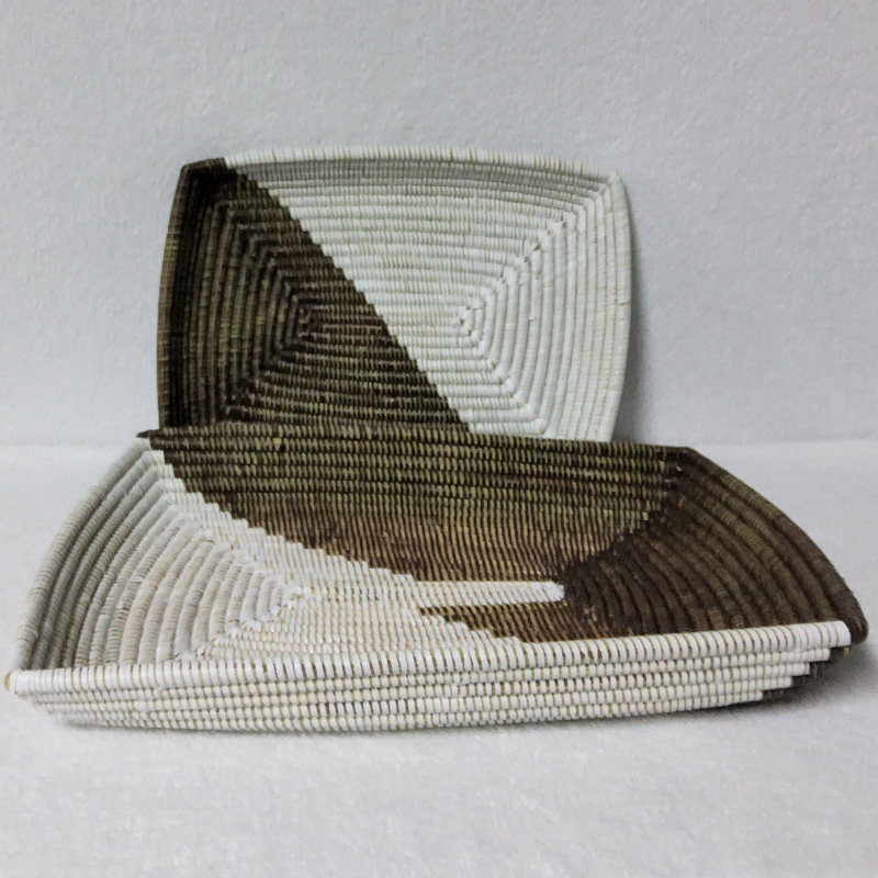 CORBEILLE DE FRUITS blanc_marron (2) Set de 2 Corbeilles à Fruits Tressées