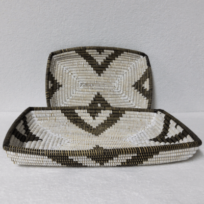 CORBEILLE DE FRUITS blanc_marron (3) Set de 2 Corbeilles à Fruits Tressées