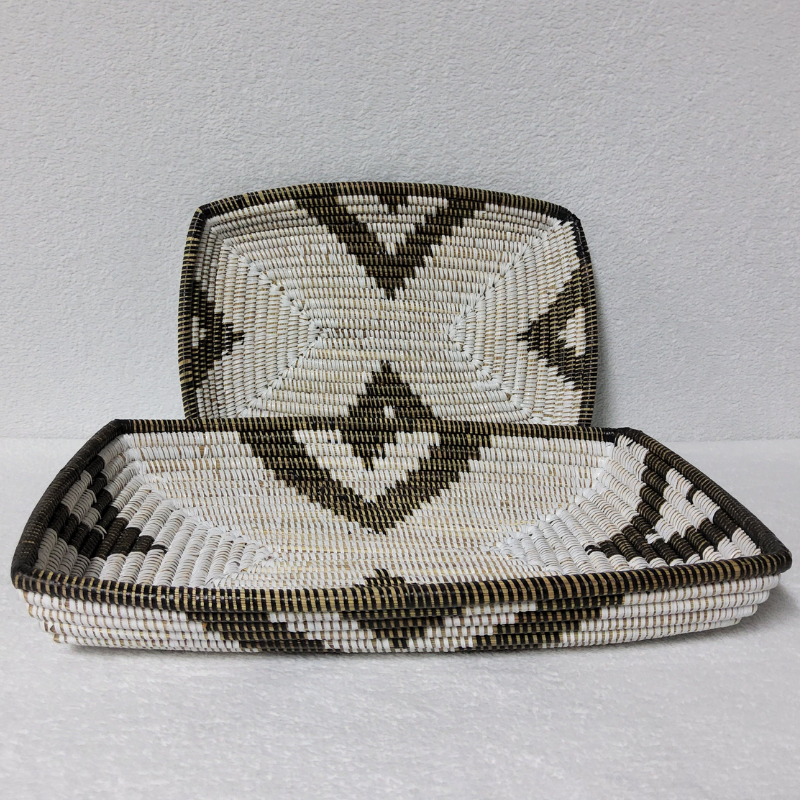 CORBEILLE DE FRUITS blanc_marron (3) Set de 2 Corbeilles à Fruits Tressées